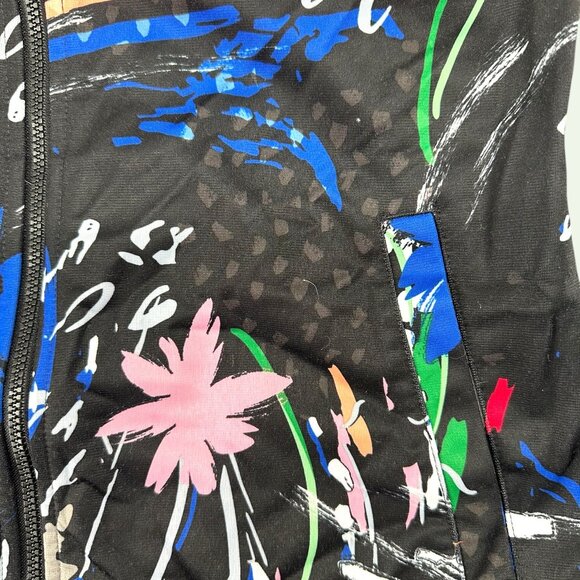 Adidas Girl's Black Floral Print Track Zip Up Jacket - Picture 3 of 7